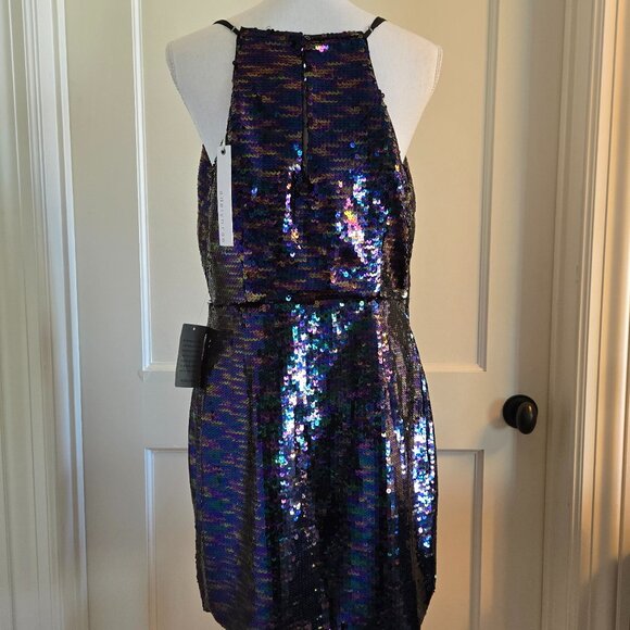 Adelyn Rae Sequined Mini Wrap Dress NWT Size M - Picture 8 of 14